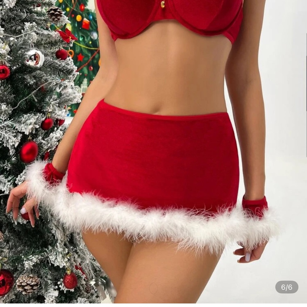 Red Santa Costume with White Fur Trim